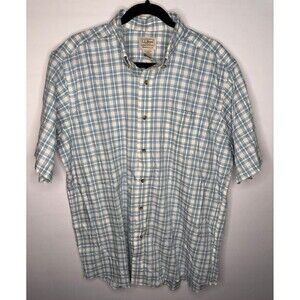 L.L. Bean Traditional Fit Button Down Shirt Green‎ Blue Plaid Men’s Size Large R